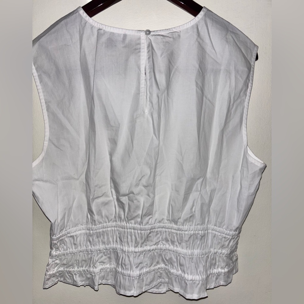 NWT J.Crew Hyacinth Top Cotton Poplin White Smocking Summer Lightweight Feminine - Picture 8 of 12